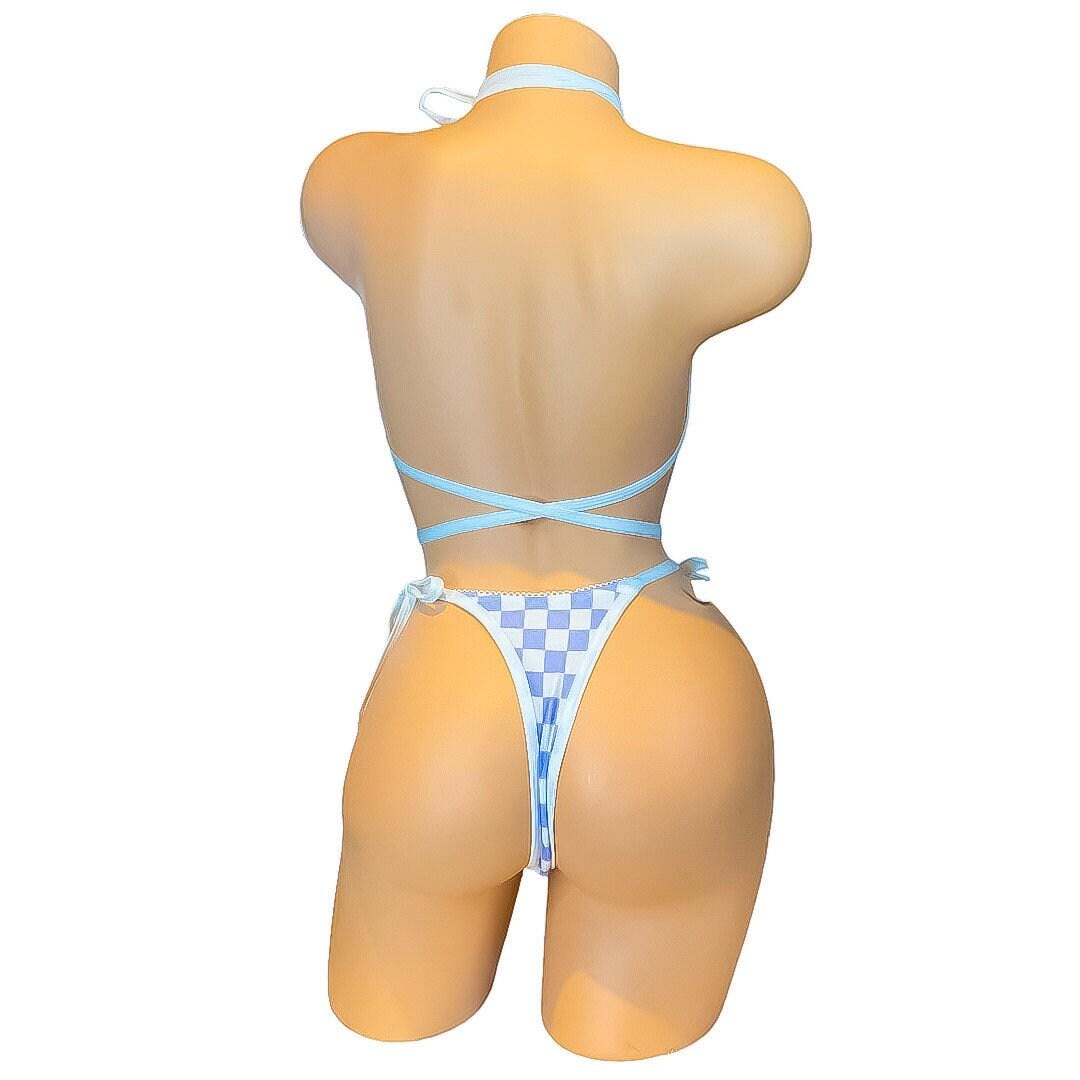 Baby Blue and White Checkered Bikini - GrlFriday Shop