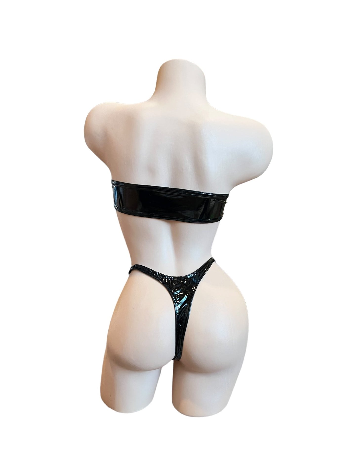 Black Latex Faux Leather Nanokini Microkini - GrlFriday Shop