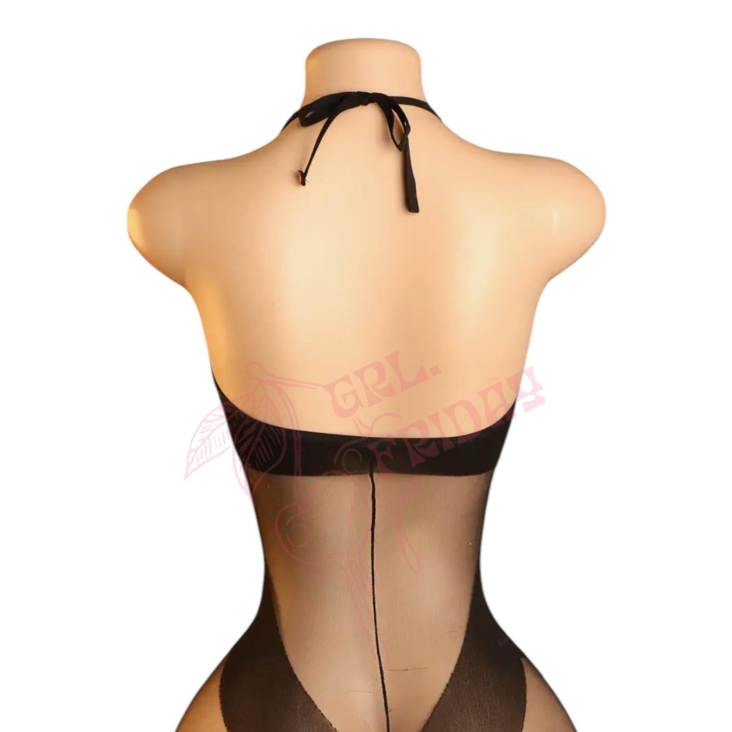 Black Sheer Halter Tie Illusion Bodystocking - GrlFriday Shop