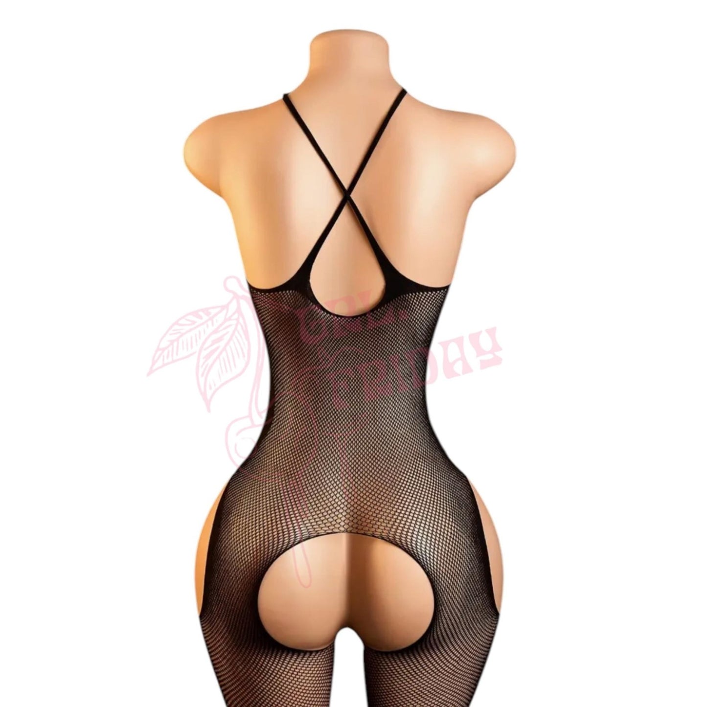 a BBL mannequin wearing a micro mesh disney bodystocking made for exotic dancers. this image is showing the outfit from the back