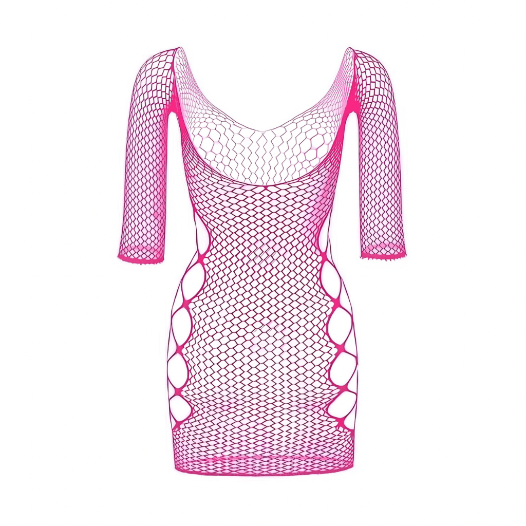 Hot Pink Fishnet Stripper Mini Dress - GrlFriday Shop