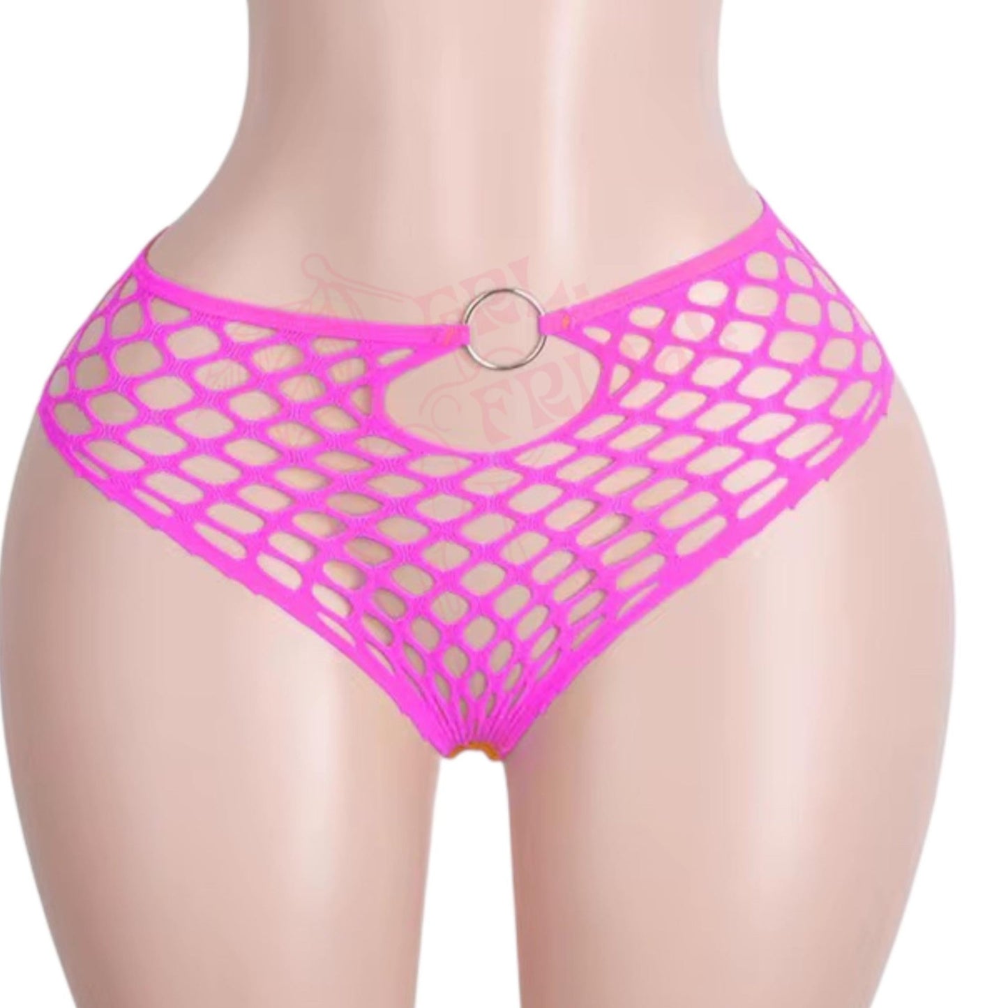 Hot Pink Mesh Halter Bikini Set with O - Rings - GrlFriday Shop