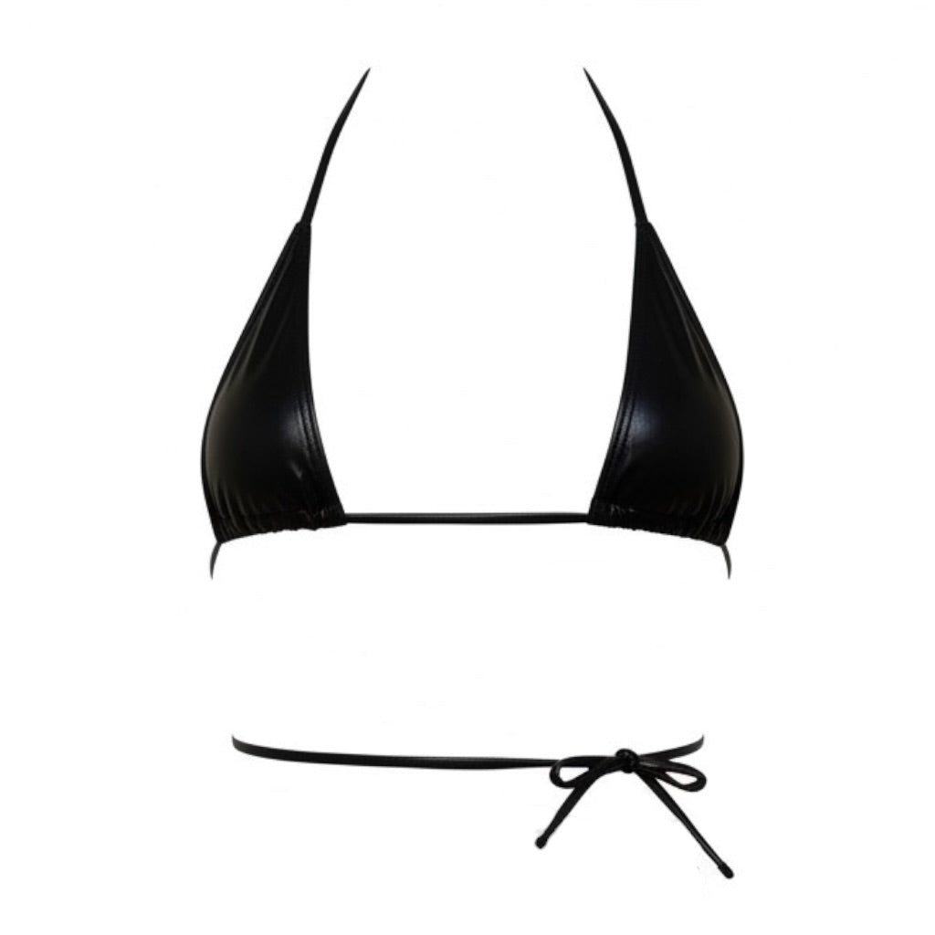 Mini Tri - Kini Top - Glossy Black - GrlFriday Shop