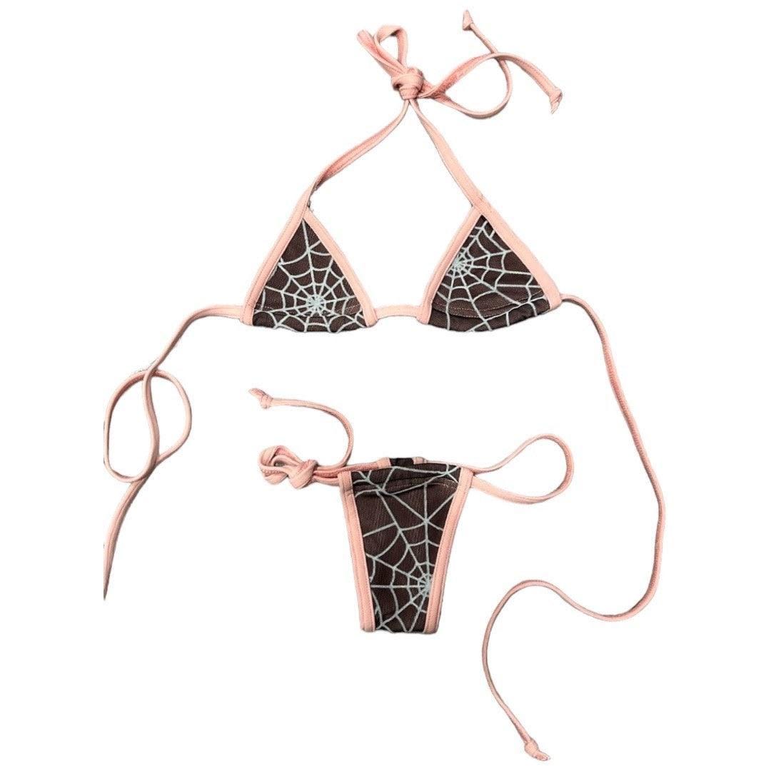 Spiderweb Microkini with Pink Contrasting Trim - GrlFriday Shop