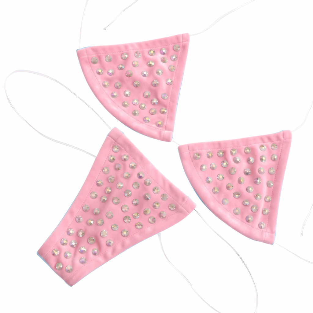Rhinestoned Bling Microkini Set - Baby Pink