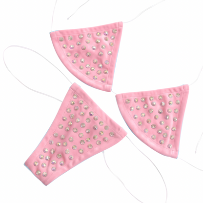 Rhinestoned Bling Microkini Set - Baby Pink