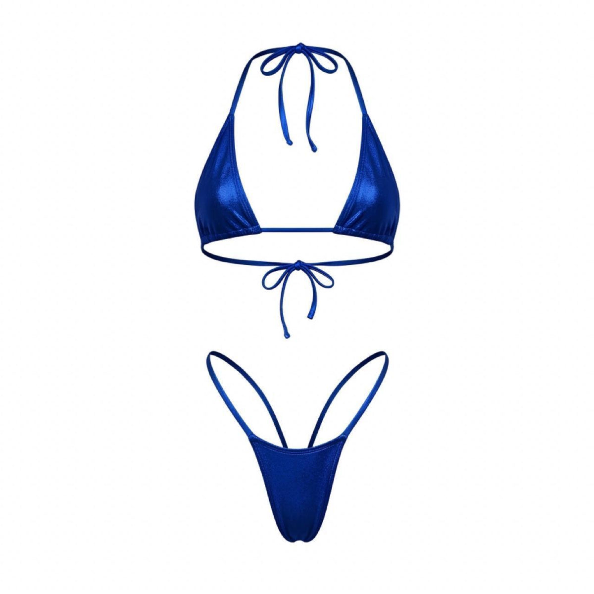 Royal Blue Holographic G-String Thong Mini Tri-Kini Set