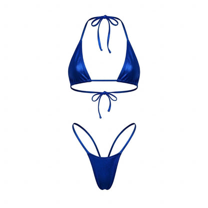 Royal Blue Holographic G-String Thong Mini Tri-Kini Set