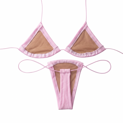 Rhinestoned Bling Microkini Set - Baby Pink