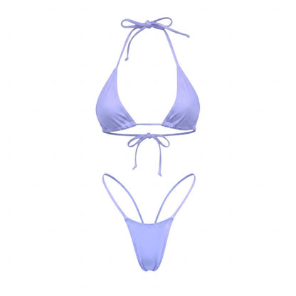 Lavender Milk Full Coverage G-String Thong Mini Tri-Kini Set