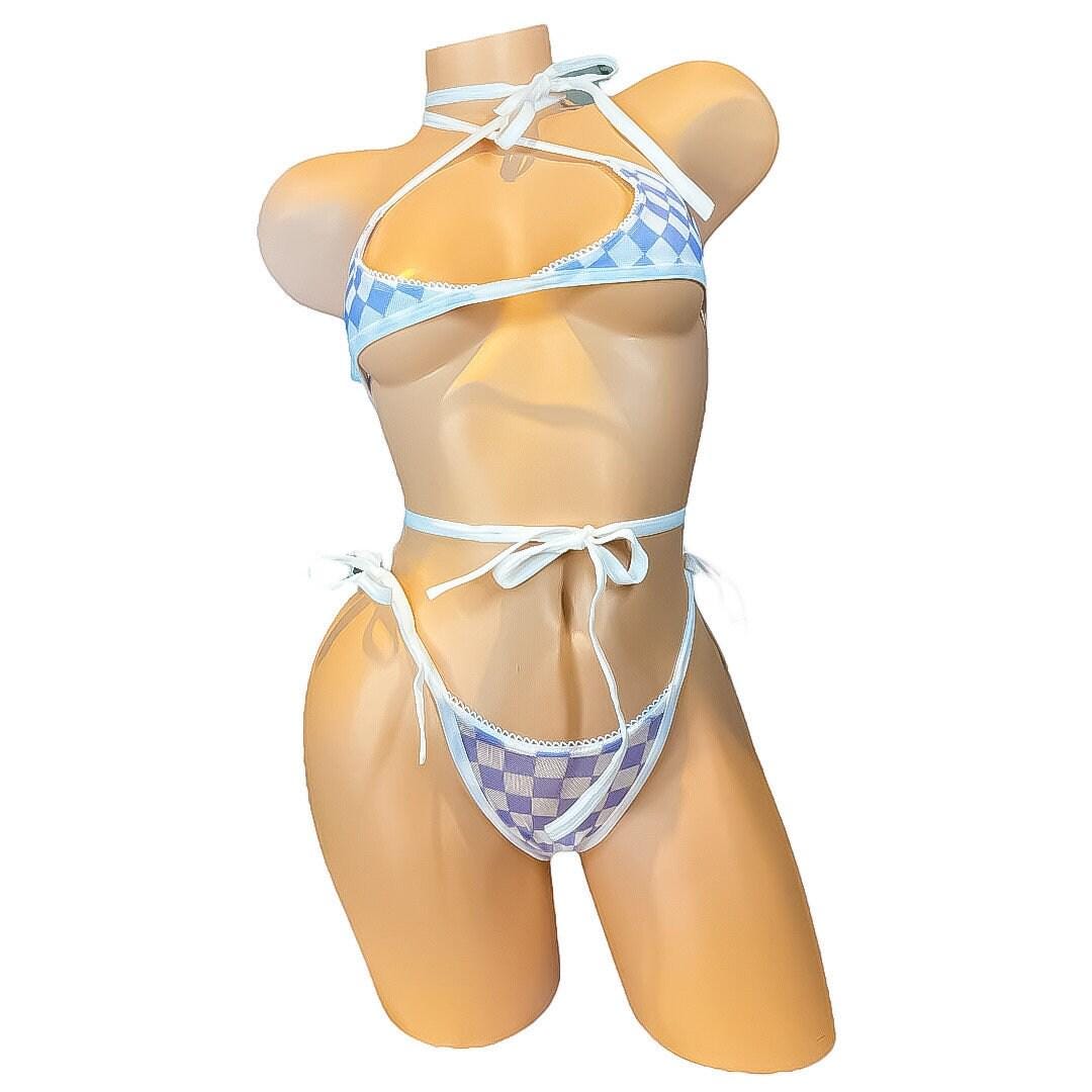 Baby Blue and White Checkered Bikini - GrlFriday Shop