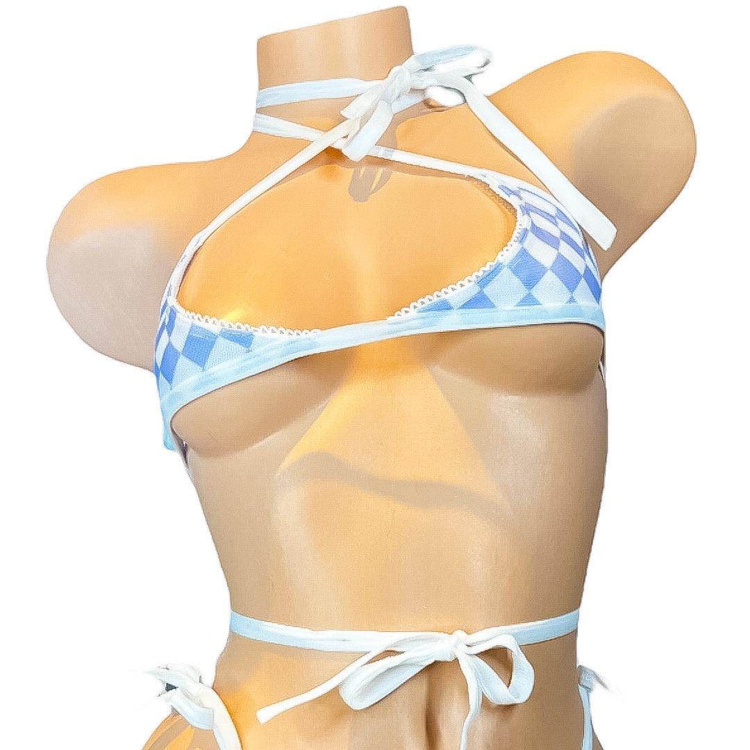 Baby Blue and White Checkered Bikini - GrlFriday Shop