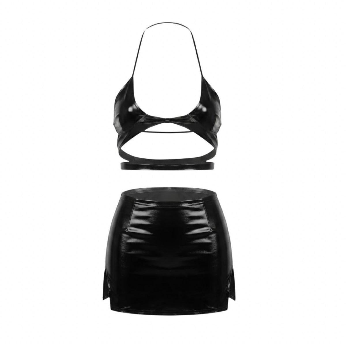 Black Faux Leather Vixen 2 Piece Skirt Set - GrlFriday Shop