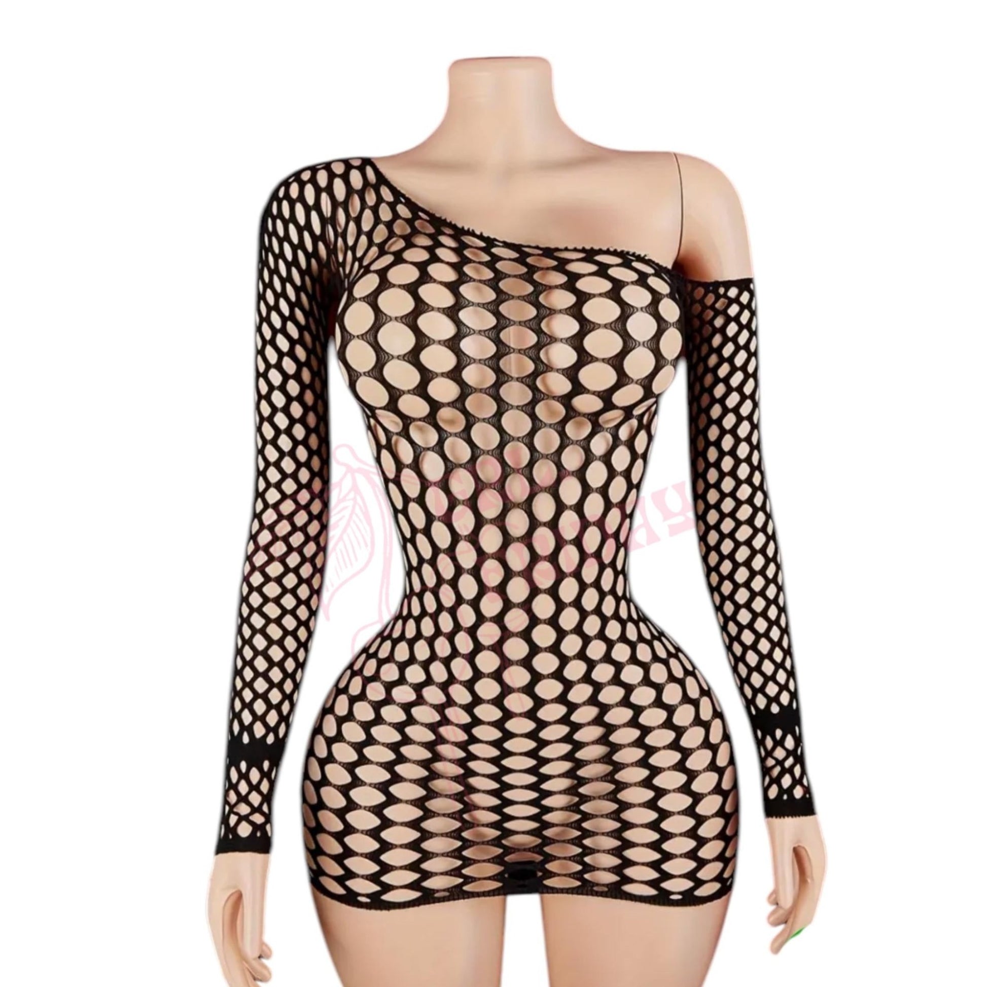 Black Fishnet Asymmetrical Mini Dress - GrlFriday Shop