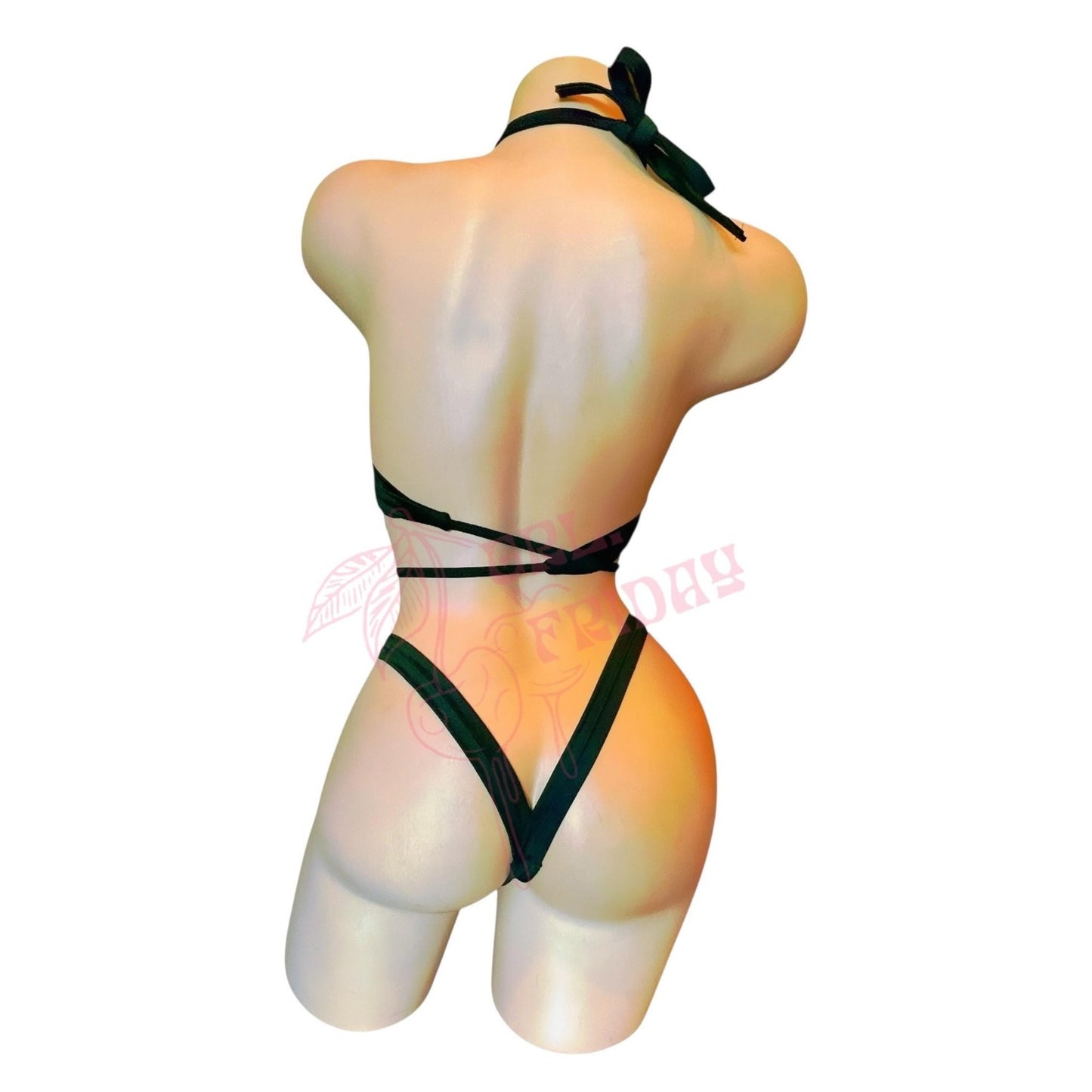 Black Fishnet Comfort Cut Thong Bikini Set - String Bikini - GrlFriday Shop