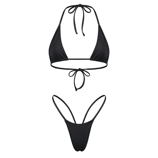 Black G String Thong Mini Tri - Kini Set - GrlFriday Shop