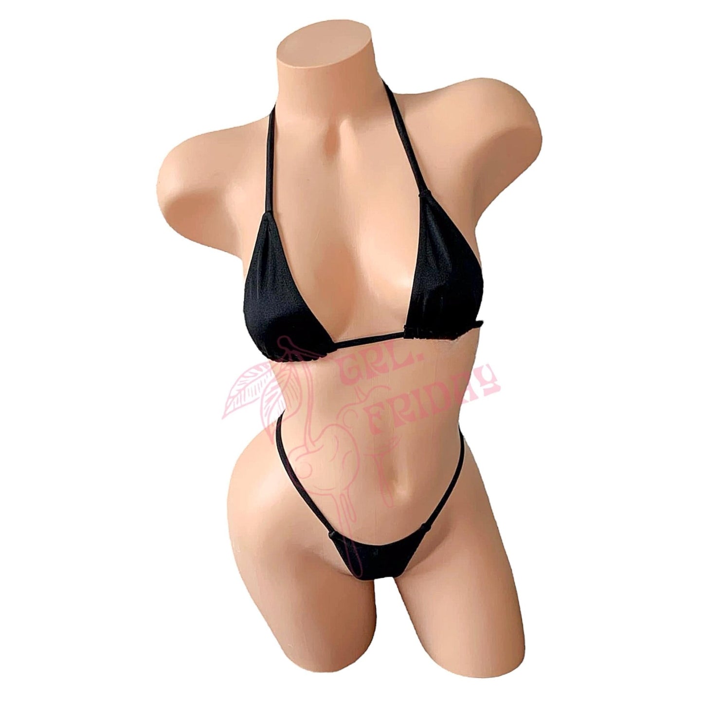 Black G String Thong Mini Tri - Kini Set - GrlFriday Shop