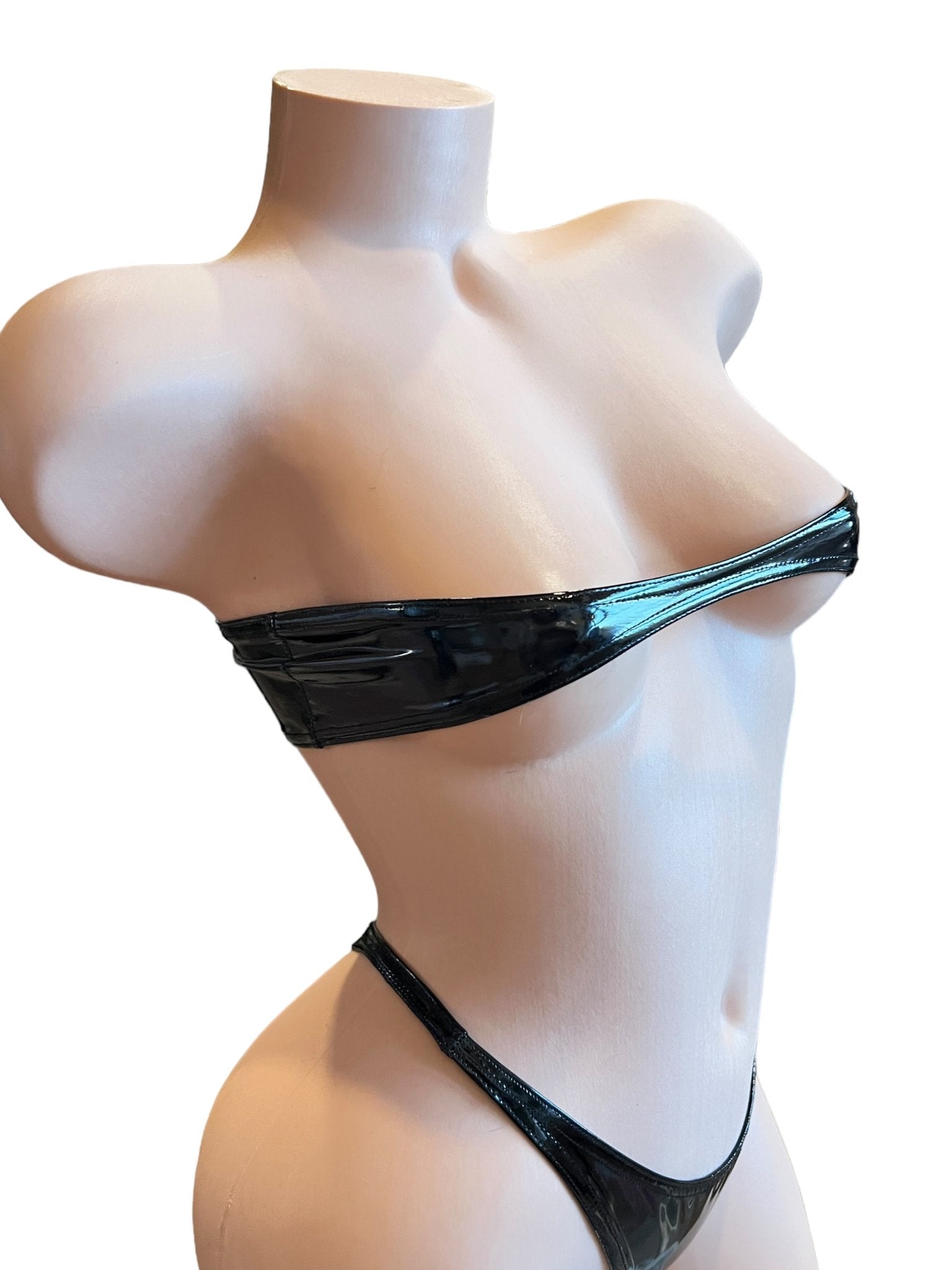Black Latex Faux Leather Nanokini Microkini - GrlFriday Shop