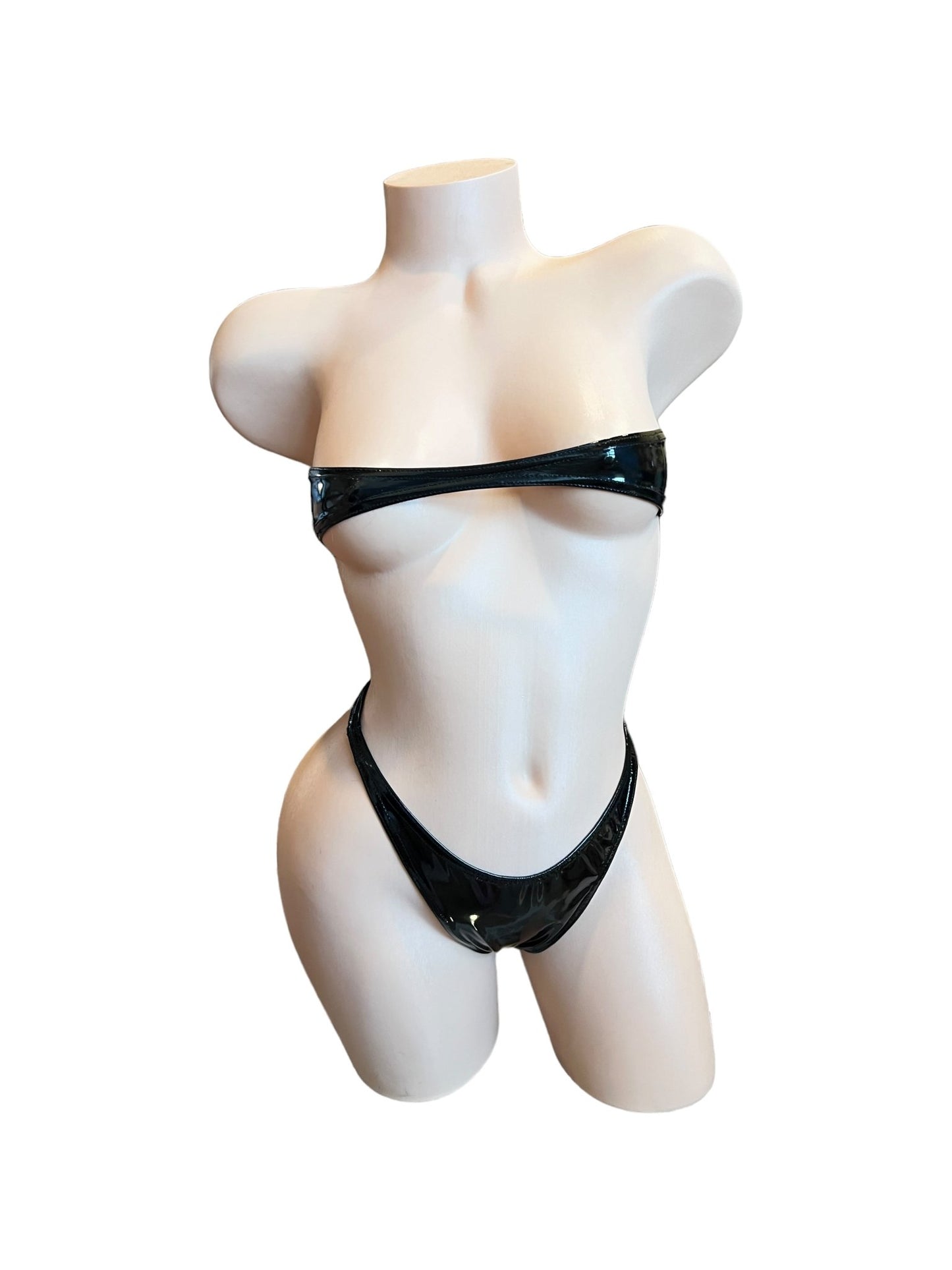 Black Latex Faux Leather Nanokini Microkini - GrlFriday Shop