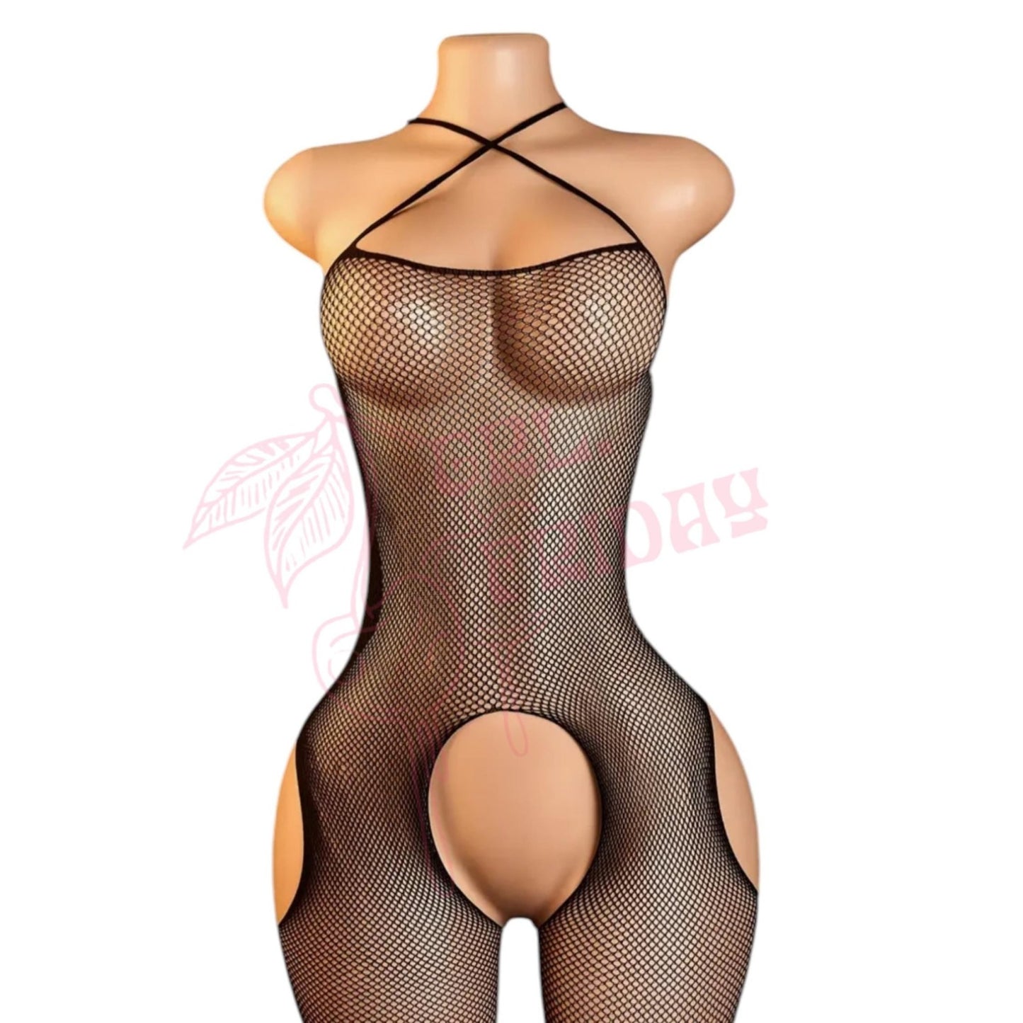a BBL mannequin wearing a micro mesh disney bodystocking made for exotic dancers. this image is showing the outfit from the frontal 
