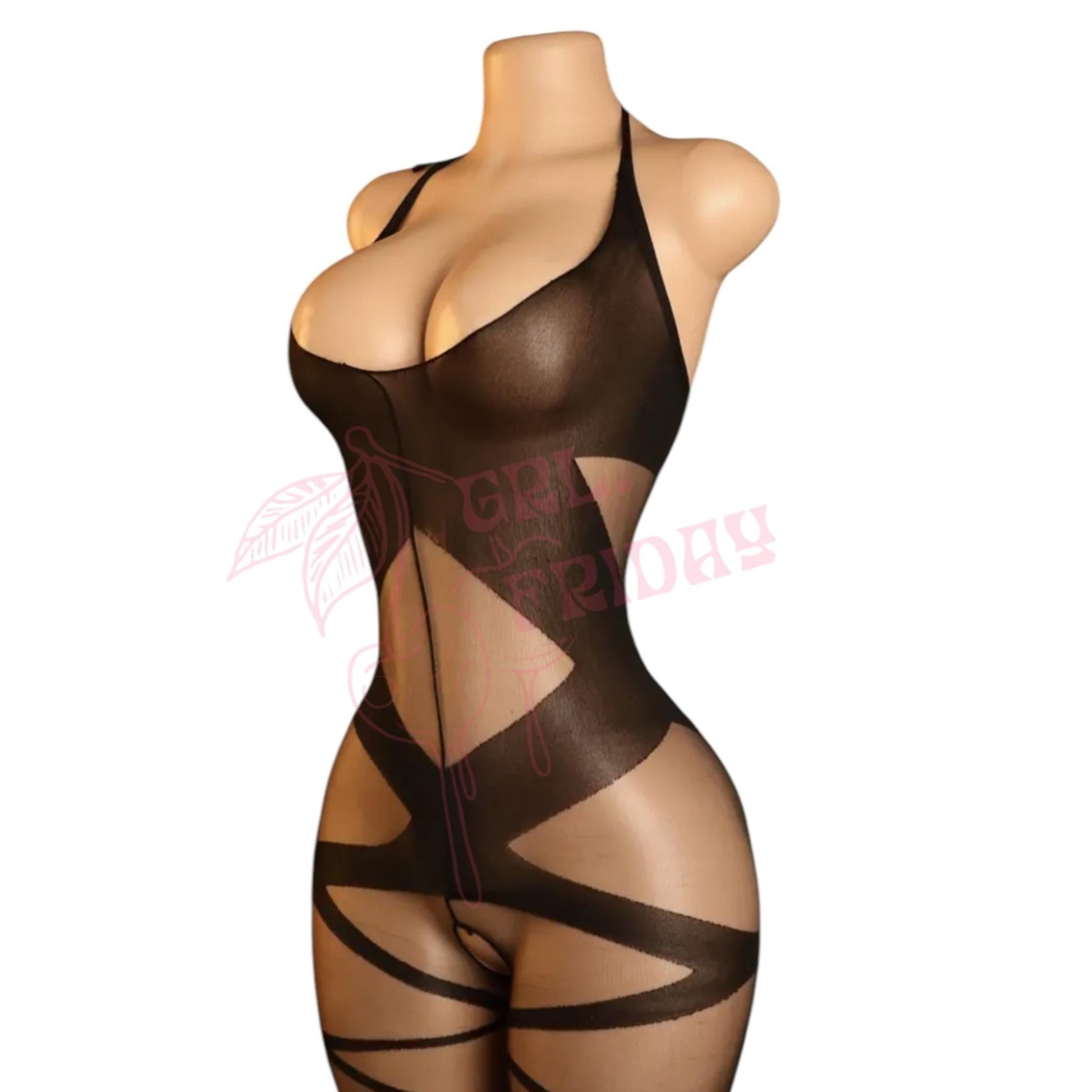Black Sheer Halter Tie Illusion Bodystocking - GrlFriday Shop