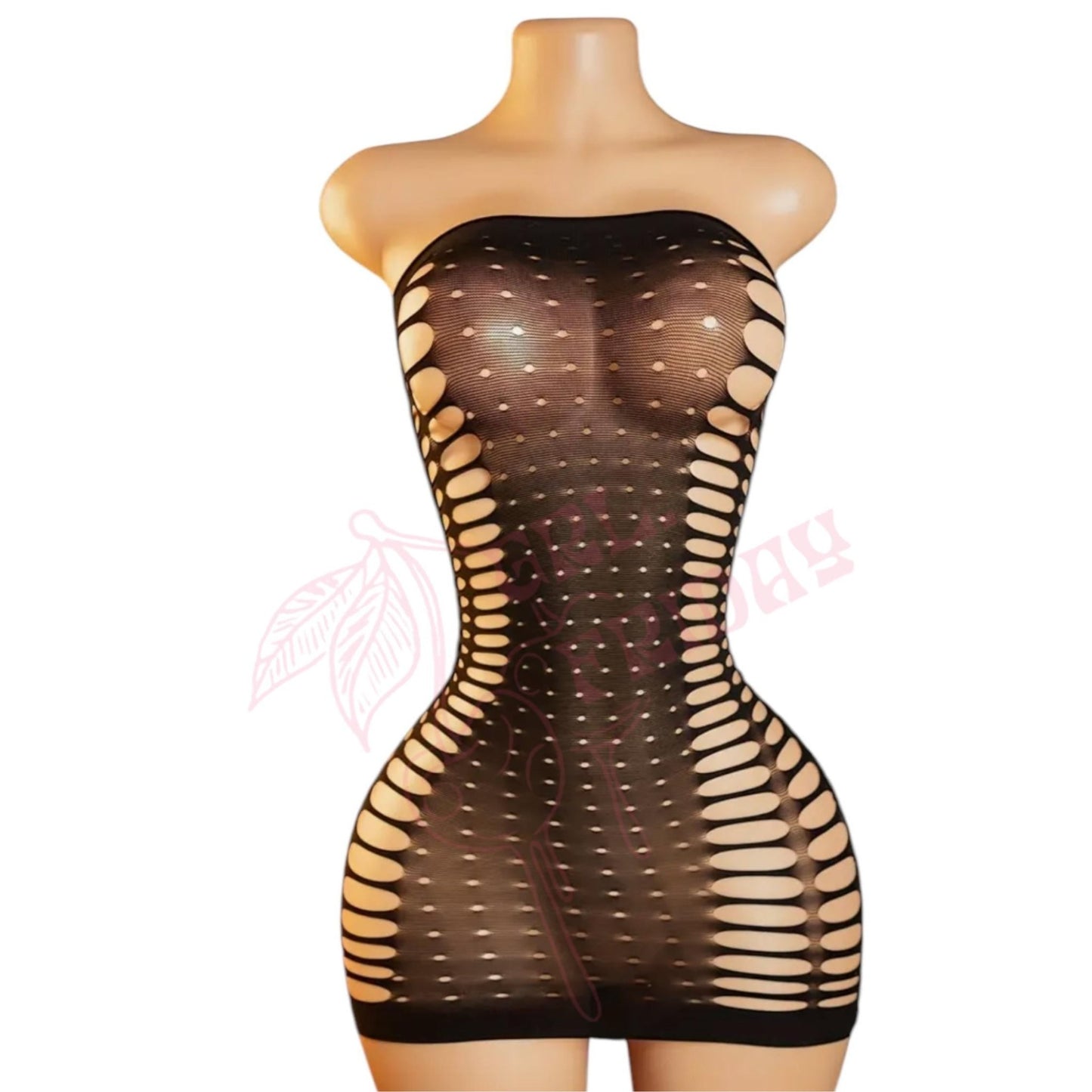 Black Strapless Mesh Cutout Mini Dress - GrlFriday Shop