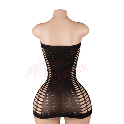 Black Strapless Mesh Cutout Mini Dress - GrlFriday Shop