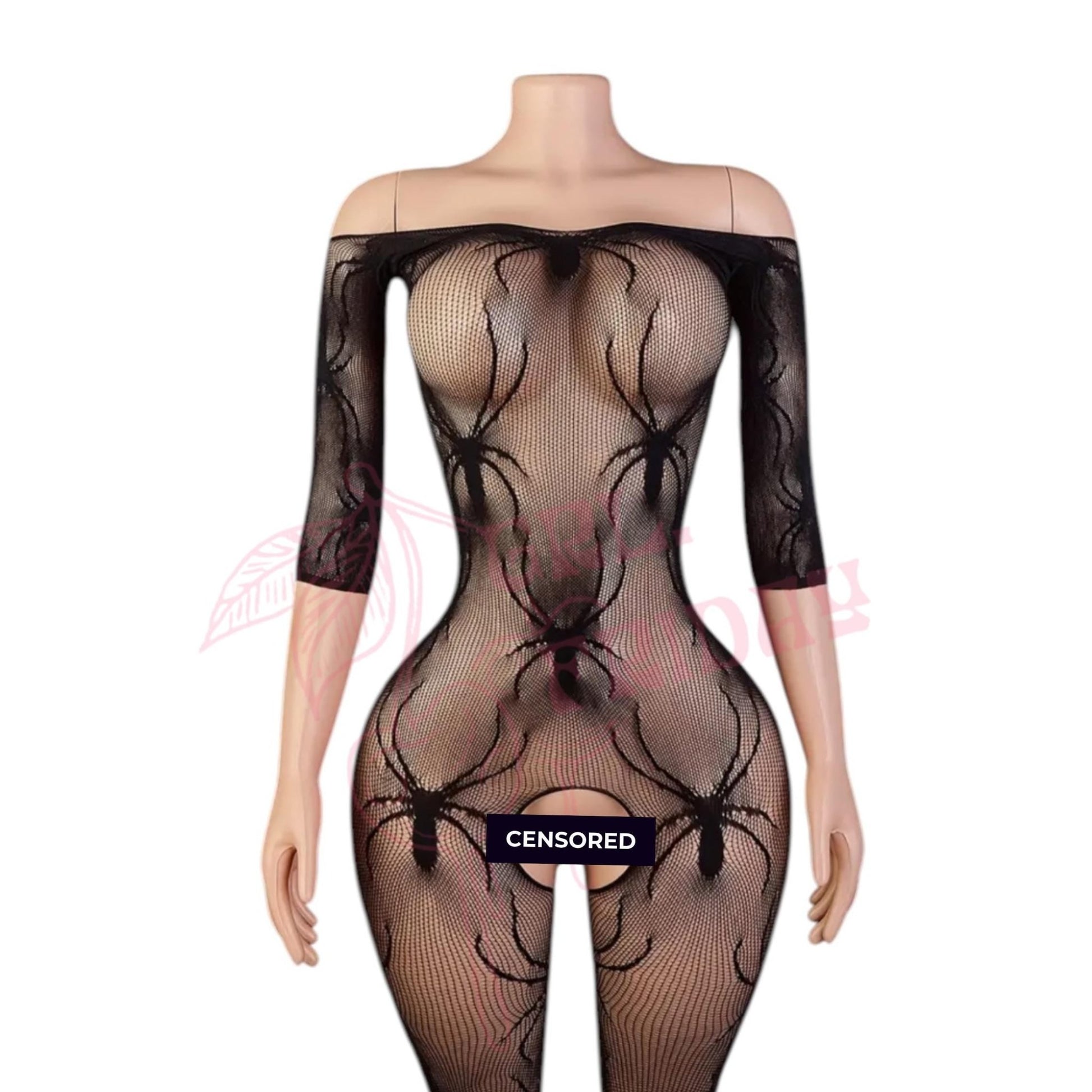 Black Widow SPIDER Print Fishnet Mesh Bodystocking - GrlFriday Shop