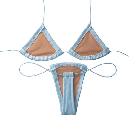 Blue + White Gingham Microkini with Flowers - GrlFriday Shop