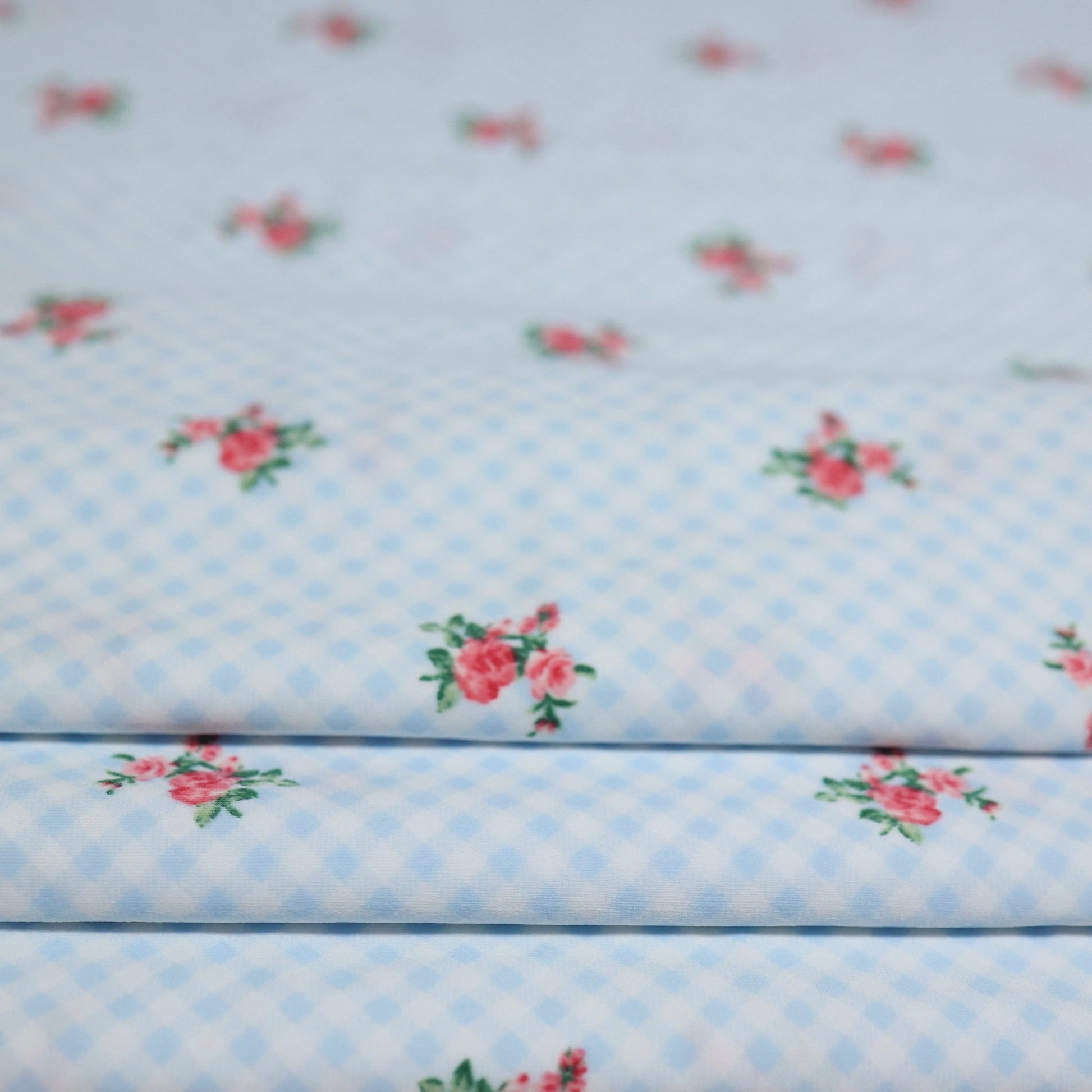 Blue + White Gingham Microkini with Flowers - GrlFriday Shop