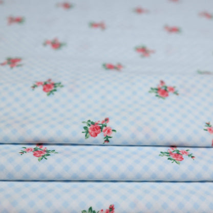 Blue + White Gingham Microkini with Flowers - GrlFriday Shop