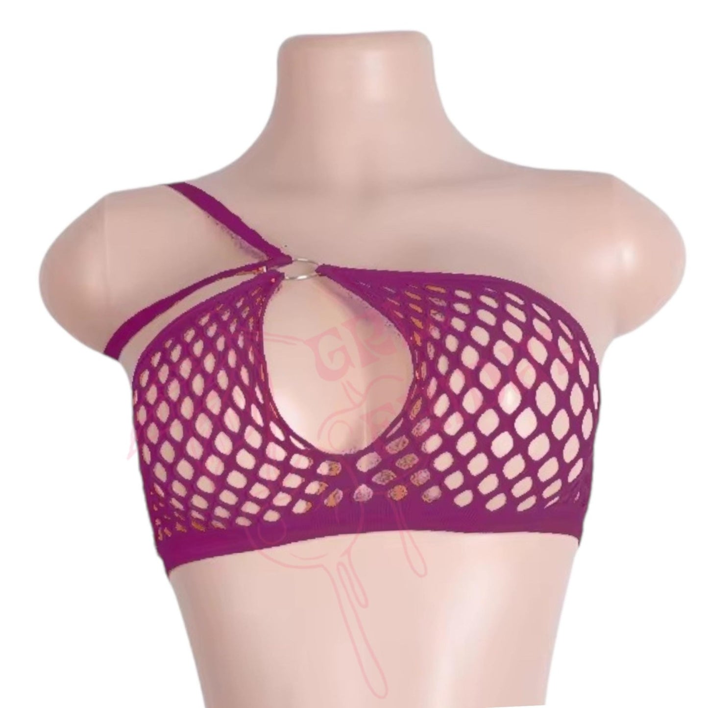 Burgundy Red Mesh Halter Bikini Set with O - Rings - GrlFriday Shop