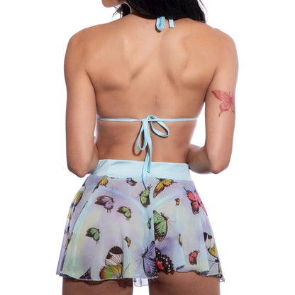 Butterfly Mesh 3 Piece Skirt Set - Blue - GrlFriday Shop