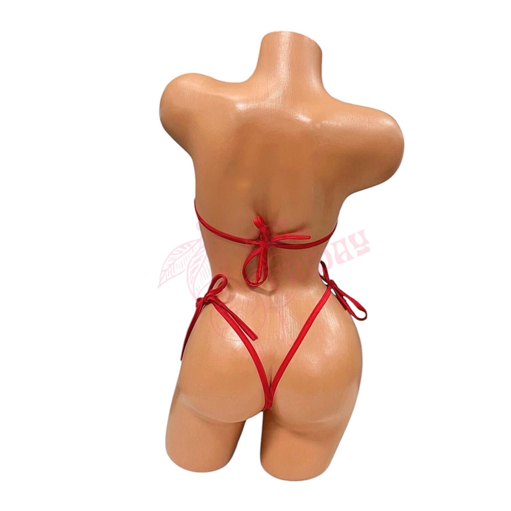 Cherry Red Latex Look O - Ring Thong Nanokini Microkini - GrlFriday Shop