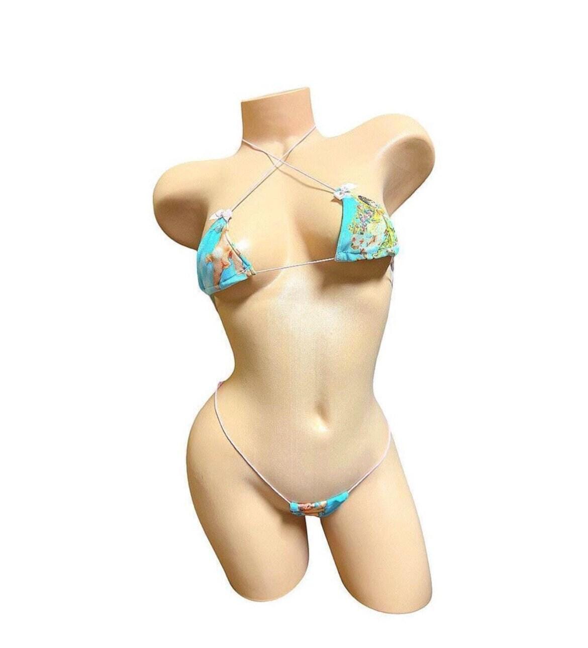 Cherub angel microkini with pink elastic - exotic dancewear - GrlFriday Shop