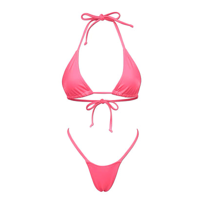 Coral Pink G String Thong Mini Tri - Kini Set - GrlFriday Shop