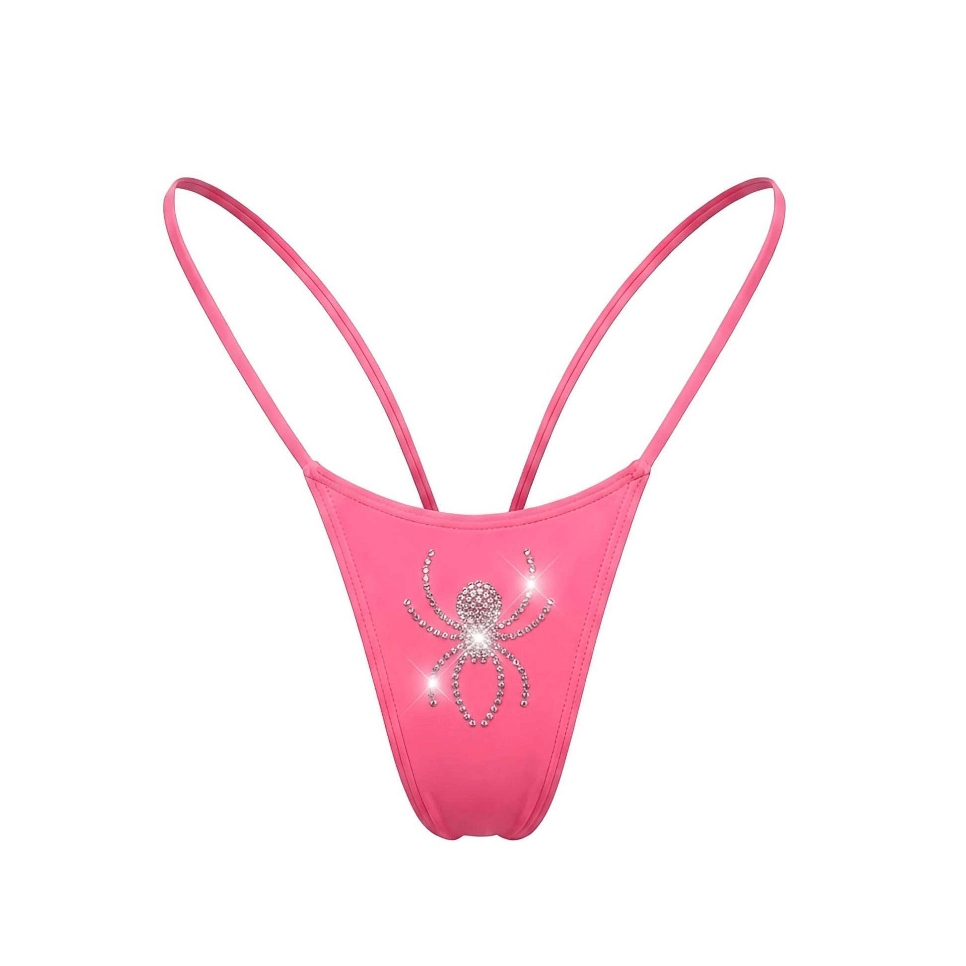 Coral Rhinestoned Spider G String Thong Mini Tri - Kini Set - GrlFriday Shop