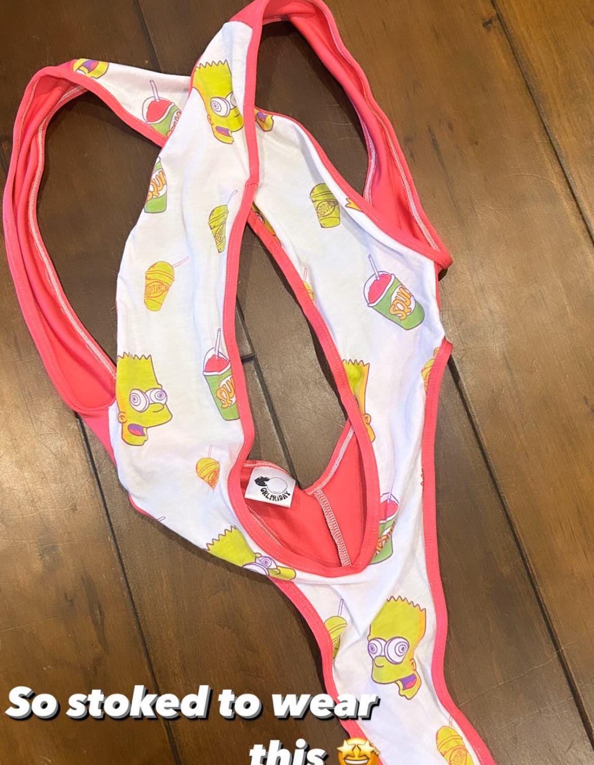 Criss - Cross Contrast Thong Monokini - Bart Simpson - Upcycled Tee - GrlFriday Shop