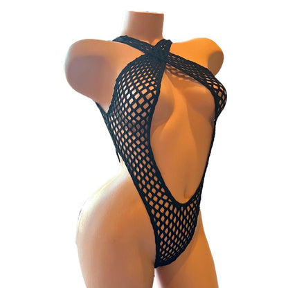 Criss - Cross Thong Monokini - Black Diamond Mesh - GrlFriday Shop