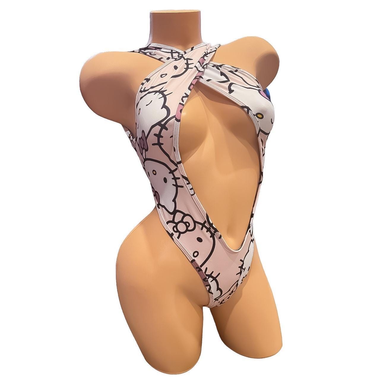 Criss - Cross Thong Monokini - Hello Kitty Sanrio Pastel Pink - GrlFriday Shop