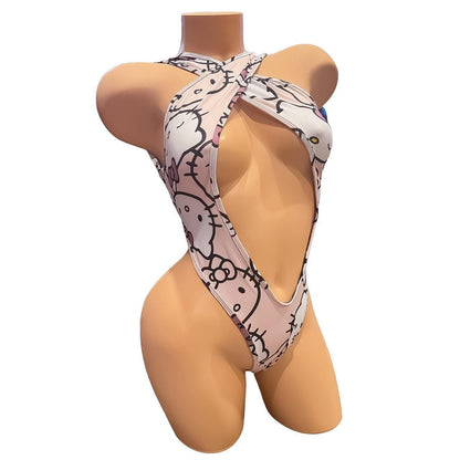 Criss - Cross Thong Monokini - Hello Kitty Sanrio Pastel Pink - GrlFriday Shop