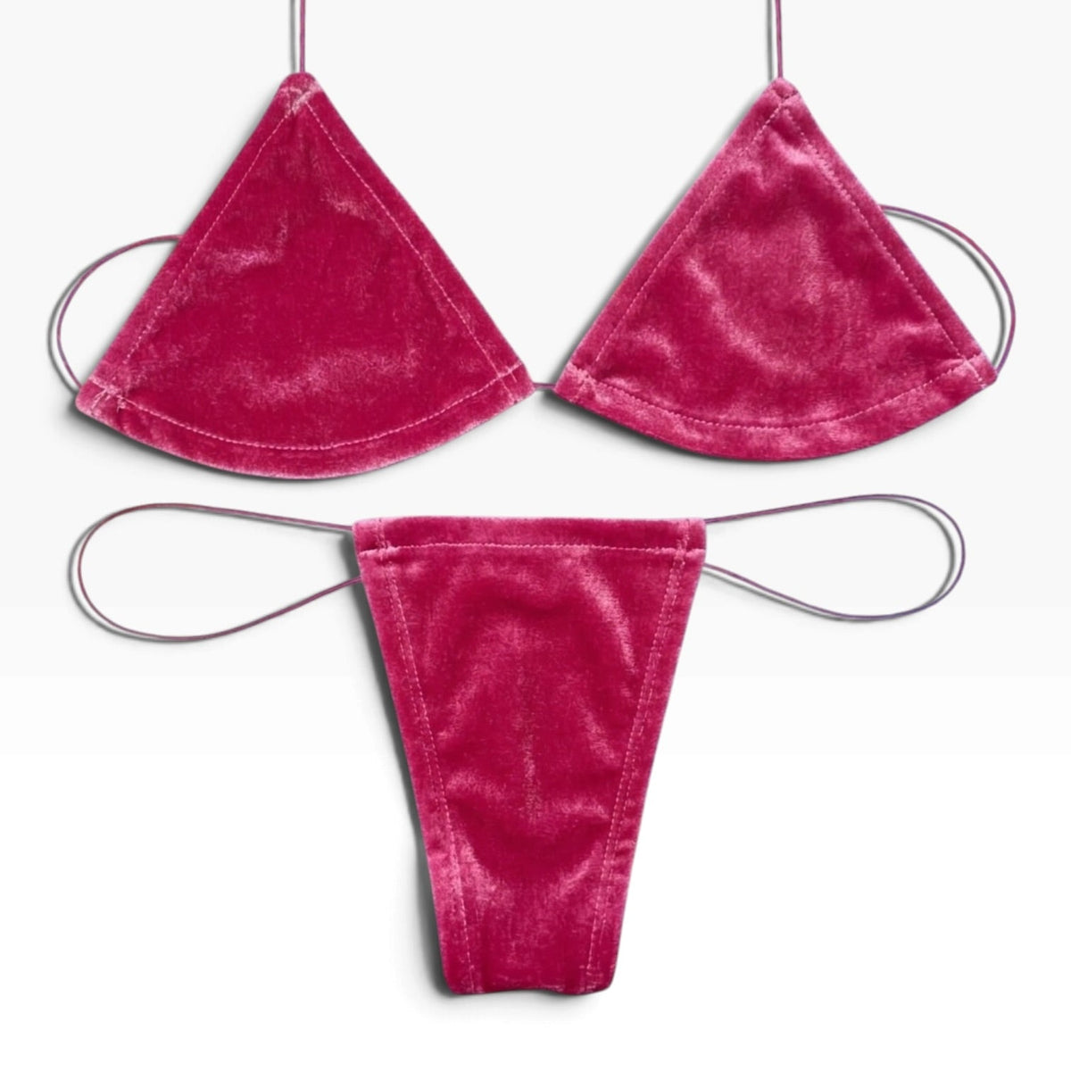 Fuchsia Pink Velvet Microkini Set - GrlFriday Shop