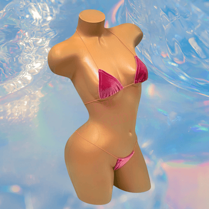 Fuchsia Pink Velvet Microkini Set - GrlFriday Shop