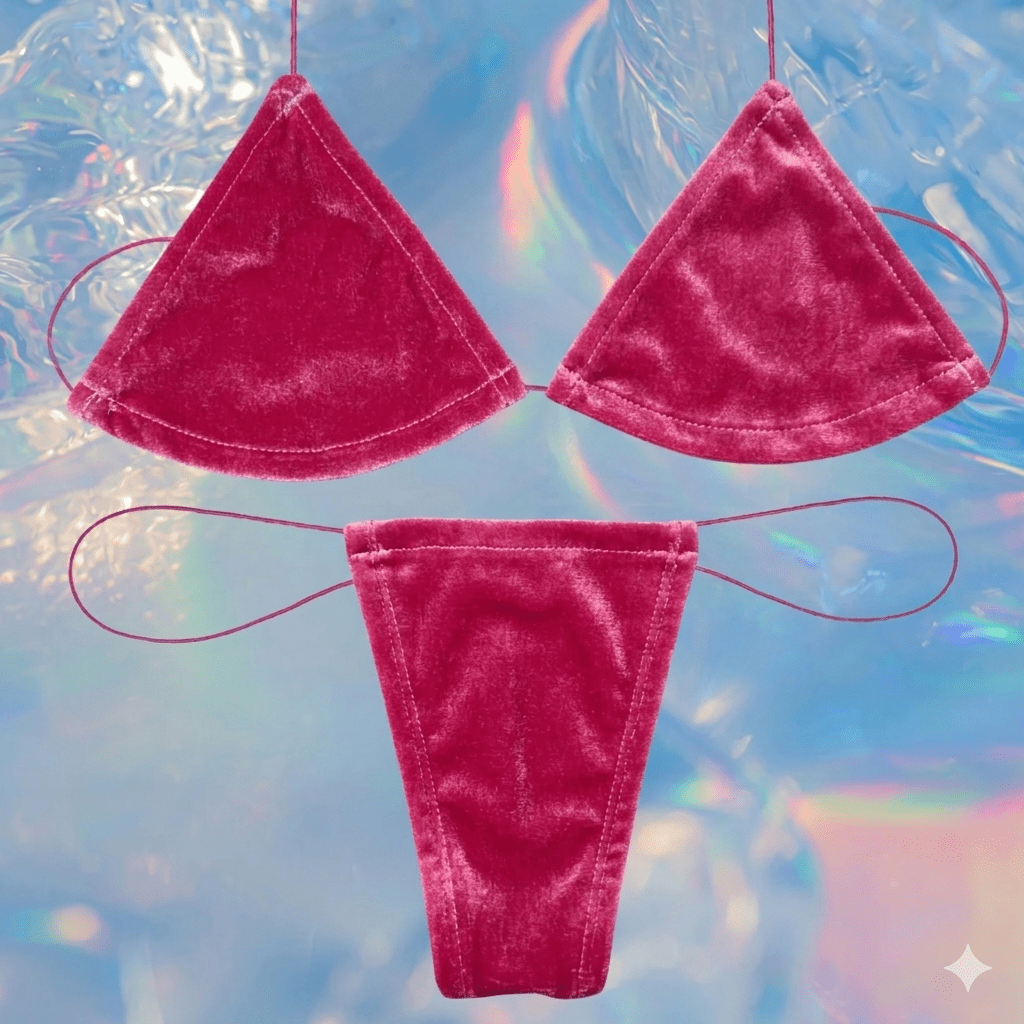 Fuchsia Pink Velvet Microkini Set - GrlFriday Shop