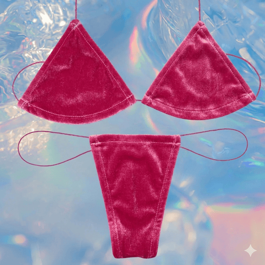 Fuchsia Pink Velvet Microkini Set - GrlFriday Shop
