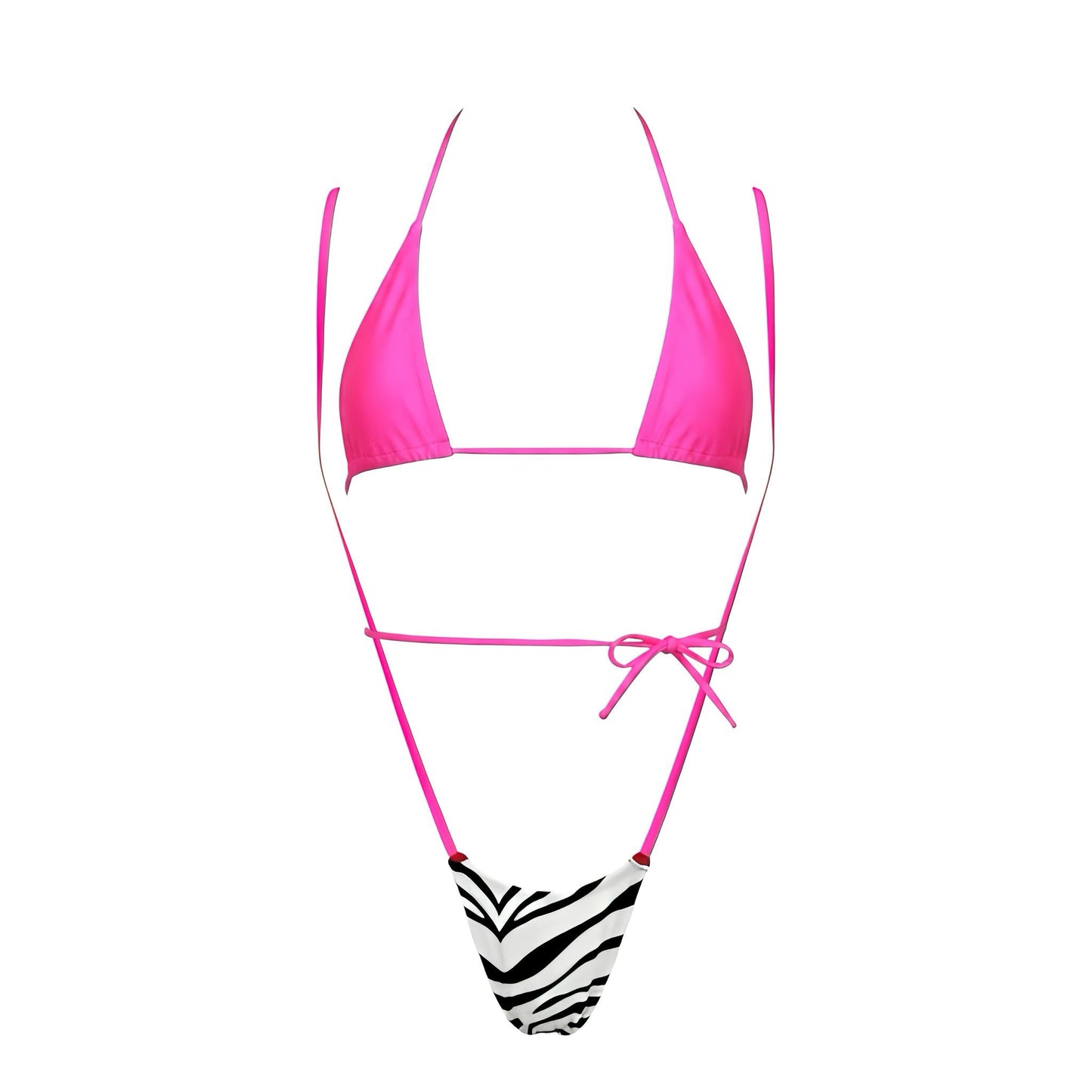 Hot Pink and Black + White Zebra Print Slingshot Micro Bikini - GrlFriday Shop