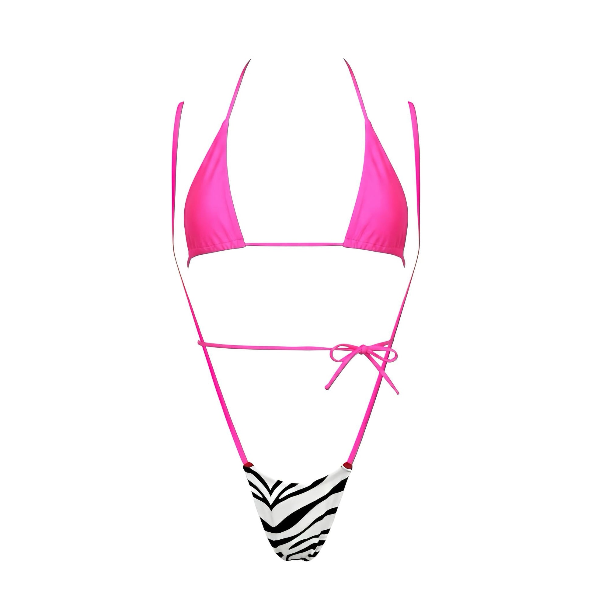 Hot Pink and Black + White Zebra Print Slingshot Micro Bikini - GrlFriday Shop