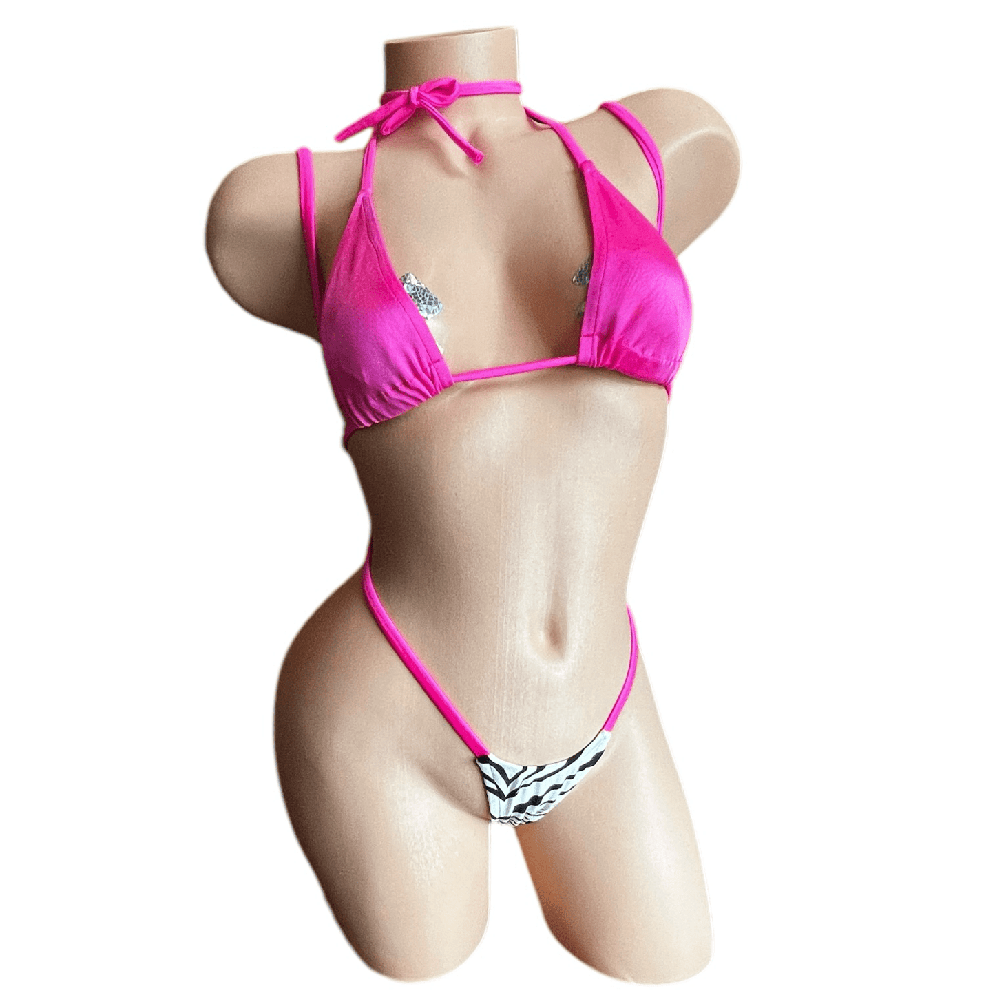 Hot Pink and Black + White Zebra Print Slingshot Microkini - EXOTIC DANCEWEAR - GrlFriday Shop
