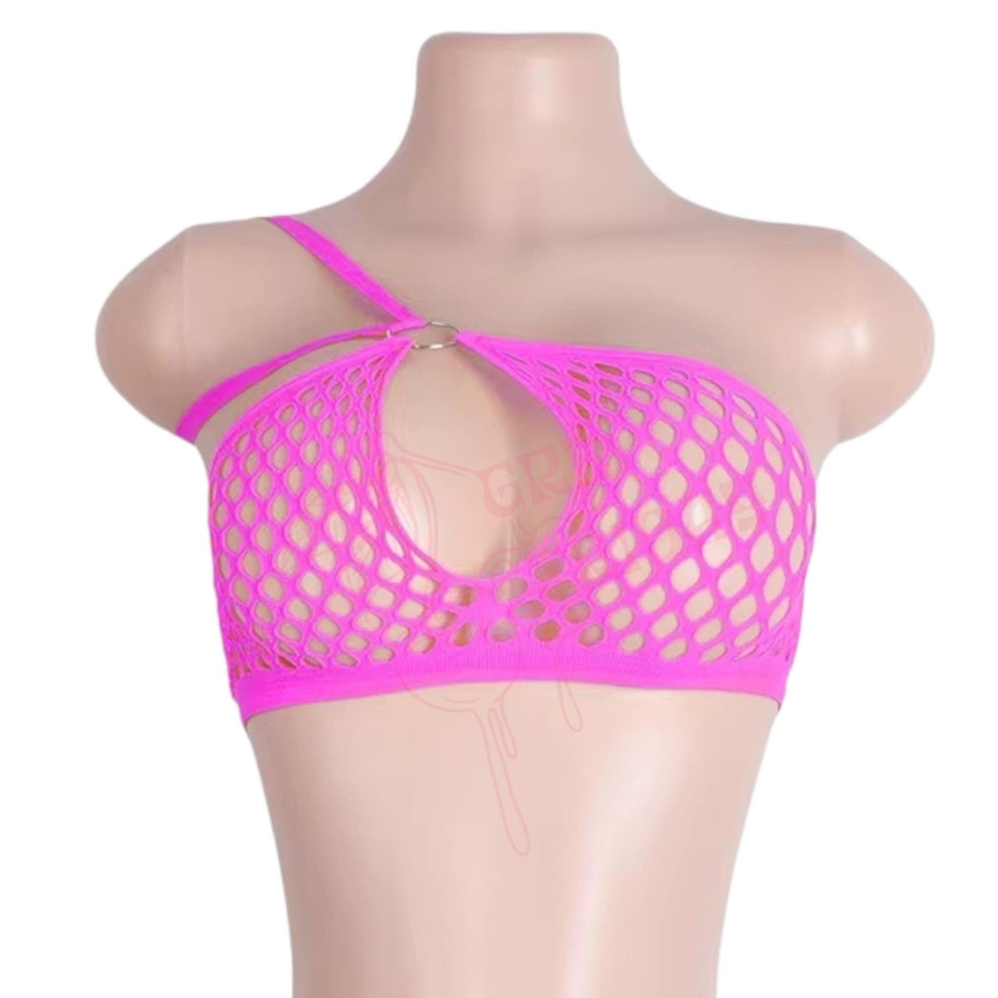 Hot Pink Mesh Halter Bikini Set with O - Rings - GrlFriday Shop