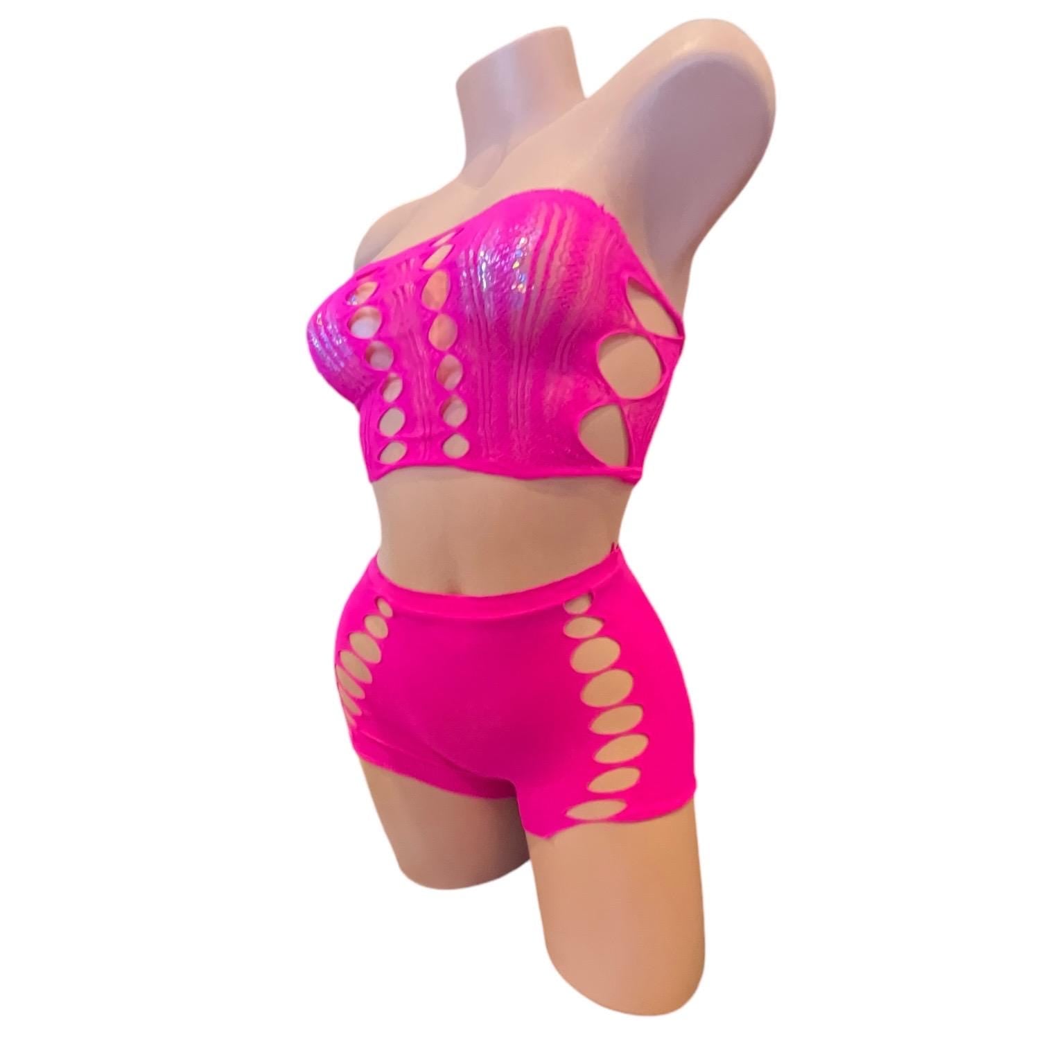 Hot Pink Mesh Short Set - GrlFriday Shop